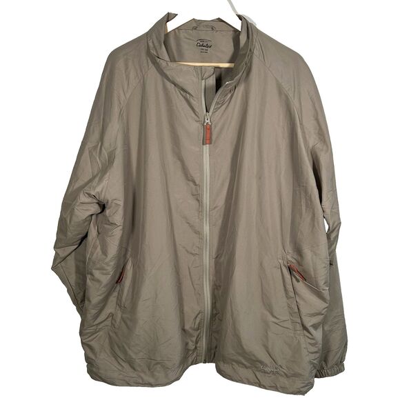 New Cabela's Windswept Jacket Size 2XL Tall Windbreaker Full Zip Front Tan - Picture 1 of 10